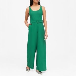 NWOT Banana Republic Kelly Green Belted Wide Leg Jumpsuit 4